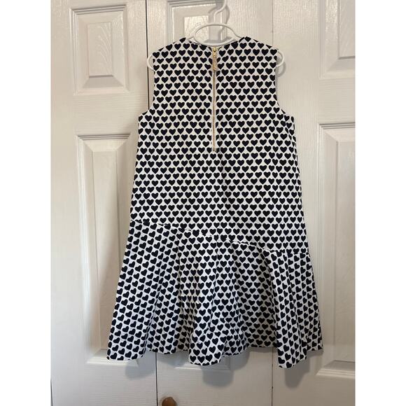J Crew Crewcuts White and Navy Blue Heart Print Sleeveless Dress Girls Size 10 - Picture 4 of 7
